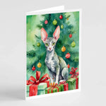 Cat By Christmas Tree Greeting Cards - Size: 5X7 | Pack Of: 8 | Collection name: Cat by christmas tree-AMAZON FACTORY