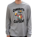 Congrats Captain Men's Long Sleeve T-Shirt 180g 100% Cotton Printed Crew Neck Casual Daily Wear Soft and Breathable-AMAZON FACTORY