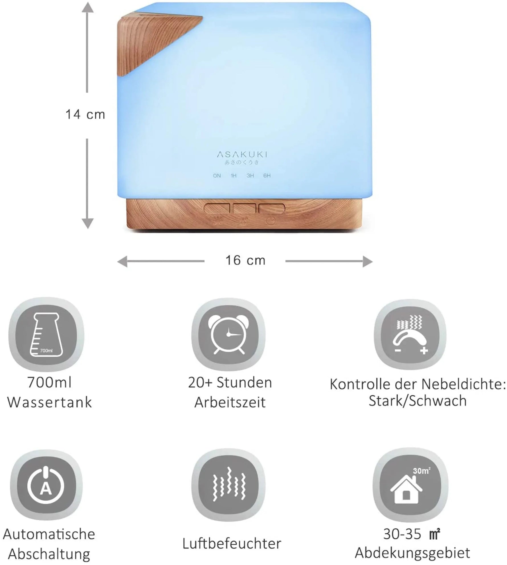 Cube Light Wood Essential Oil Diffuser - AMAZON FACTORY