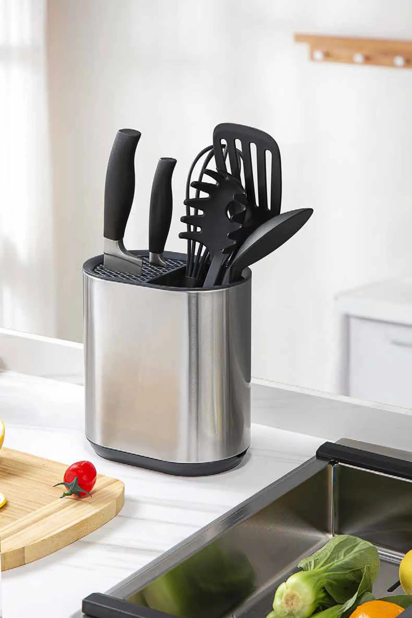Cuisine Collection Countertop Kitchen Tools & Knife Holder, Fingerprint Resistant Matt Finish-AMAZON FACTORY