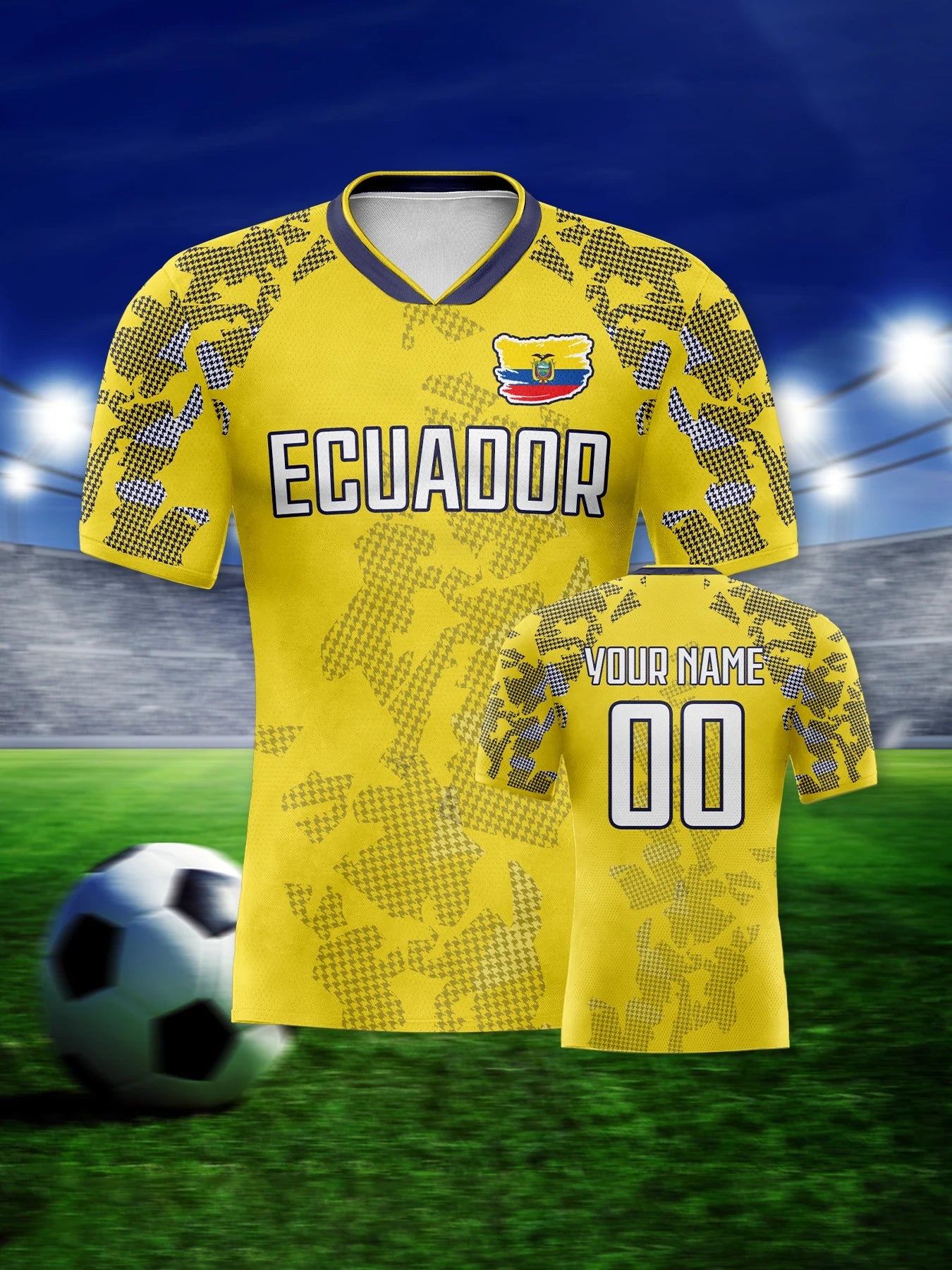 Customized Ecuador Soccer Jersey Personalized Name Number, National Team Football Shirt Flag Design for Men Youth Women-AMAZON FACTORY