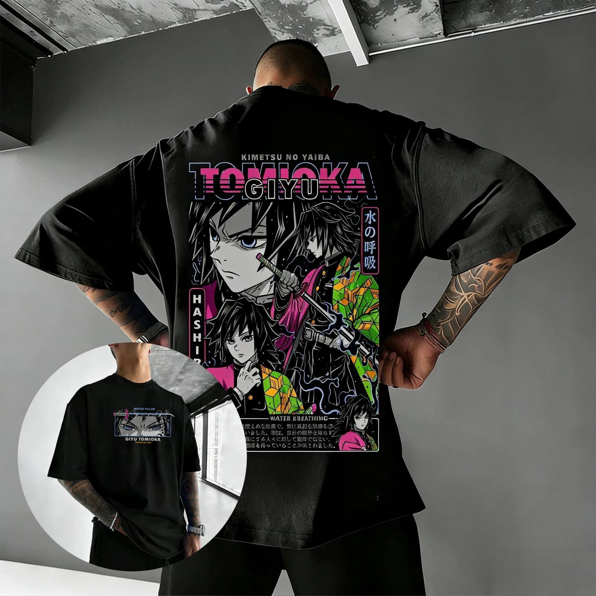 Demon Slayer Tomioka Giyu Anime T Shirt Men Women Cotton Short Sleeve Tee Tops Summer Graphic Print Streetwear Cosplay 2026 New-AMAZON FACTORY