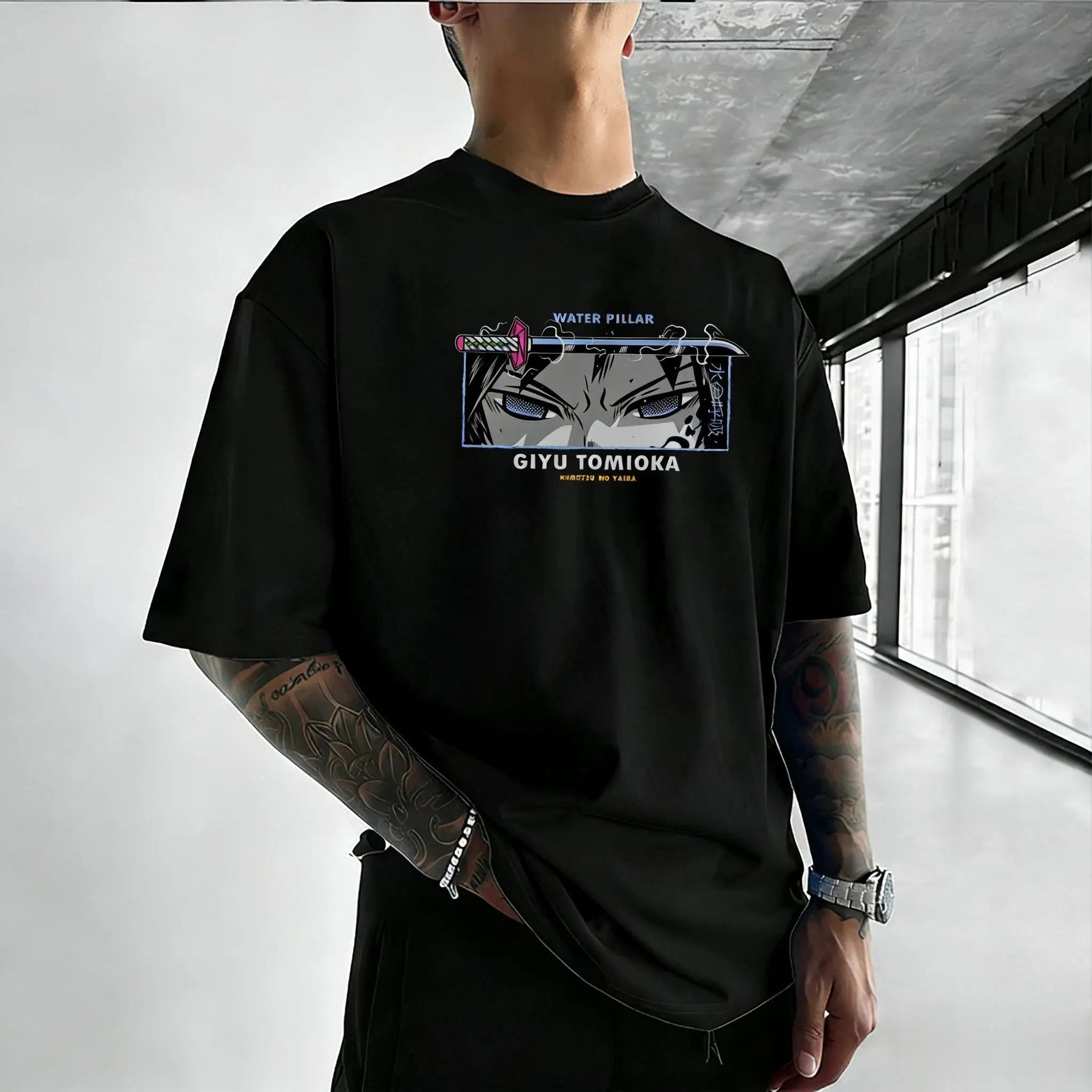 Demon Slayer Tomioka Giyu Anime T Shirt Men Women Cotton Short Sleeve Tee Tops Summer Graphic Print Streetwear Cosplay 2026 New-AMAZON FACTORY