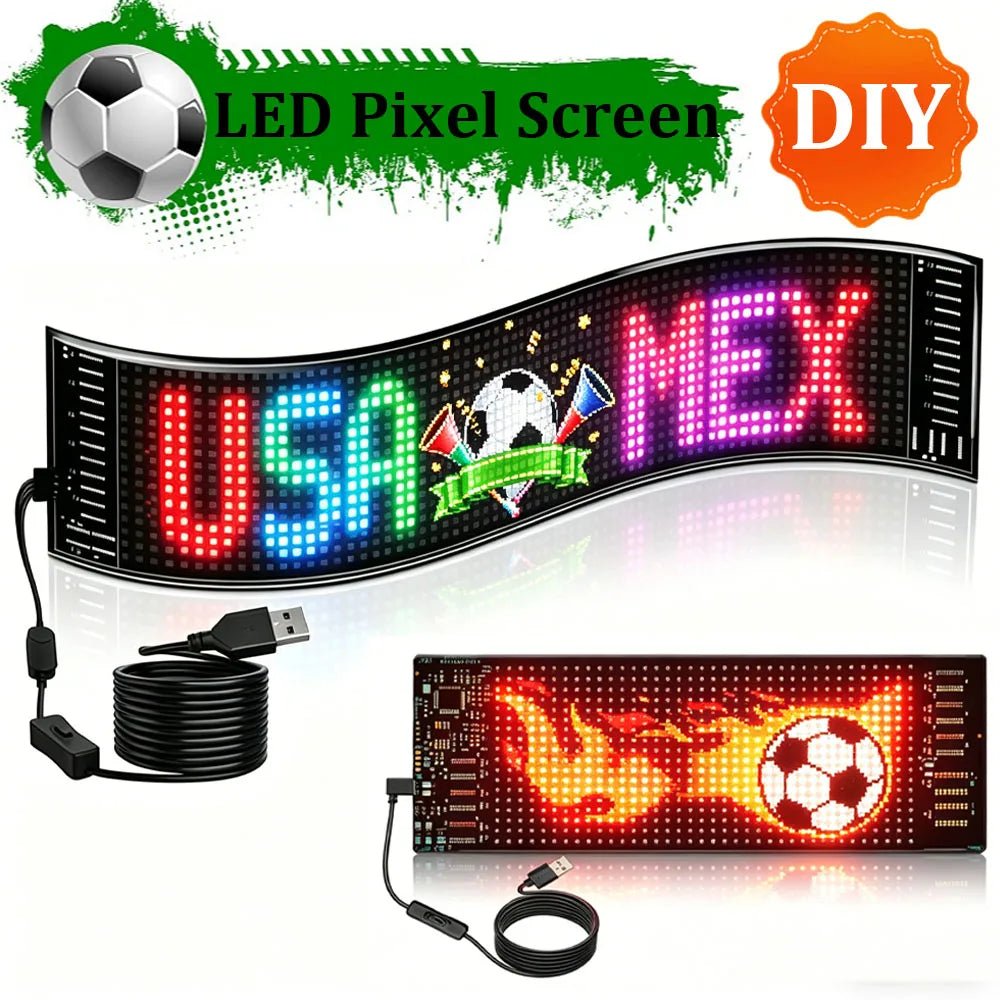 DIY Programmable LED Pixel Panel, LED Devil Eye Lights for Windshield,Customized Text & Animations for 2026 World Cup Fan Events-AMAZON FACTORY