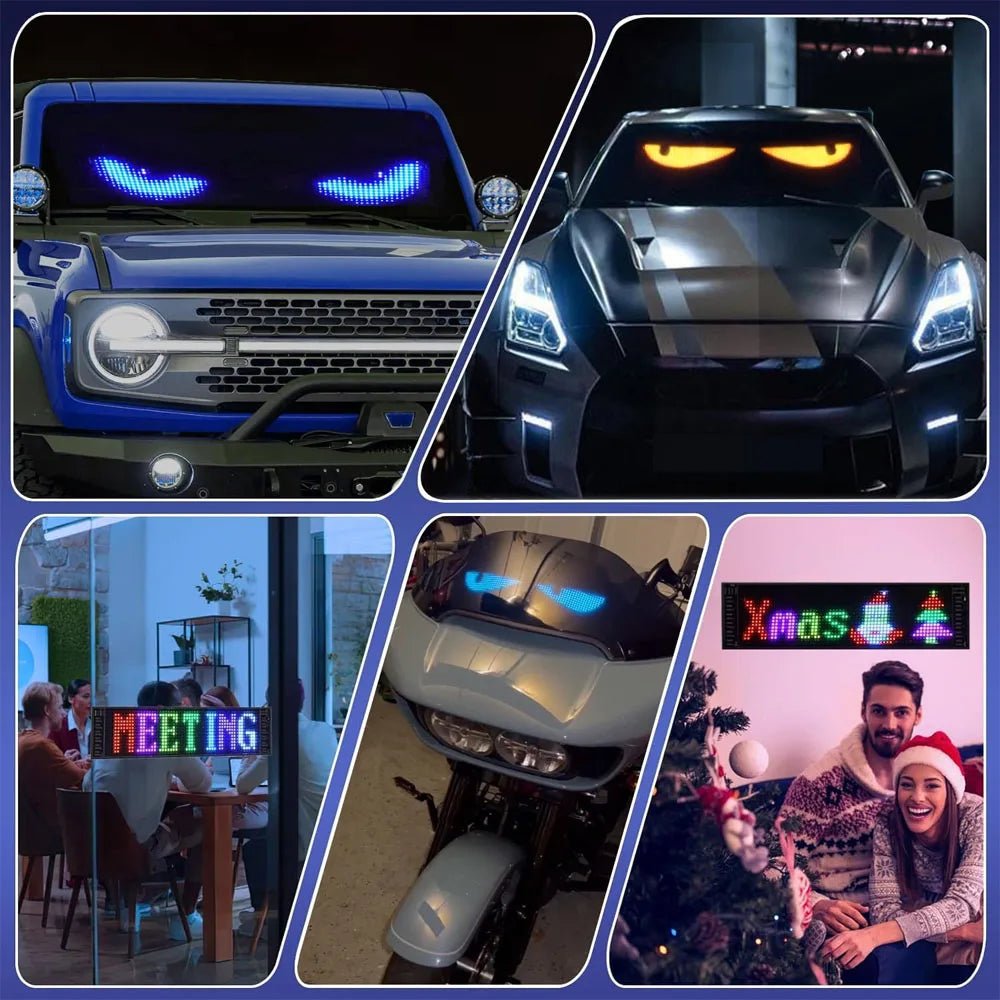 DIY Programmable LED Pixel Panel, LED Devil Eye Lights for Windshield,Customized Text & Animations for 2026 World Cup Fan Events-AMAZON FACTORY