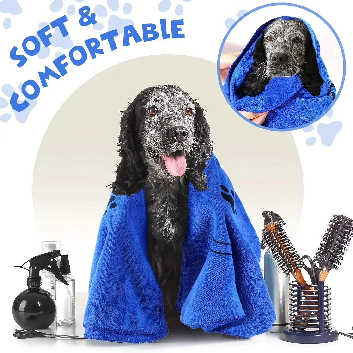 Dog Towel Drying Dog Cat Pet Towel, Puppy Microfiber Quick-drying Dog Claw Bath Towel, Pet Bath Products Absorbent Medium Dog-AMAZON FACTORY