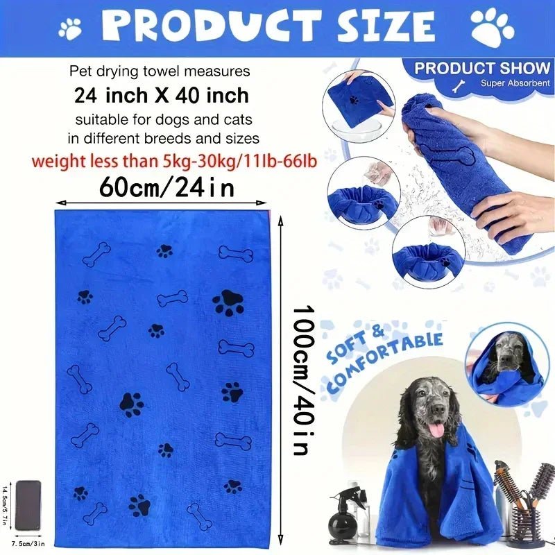 Dog Towel Drying Dog Cat Pet Towel, Puppy Microfiber Quick-drying Dog Claw Bath Towel, Pet Bath Products Absorbent Medium Dog-AMAZON FACTORY