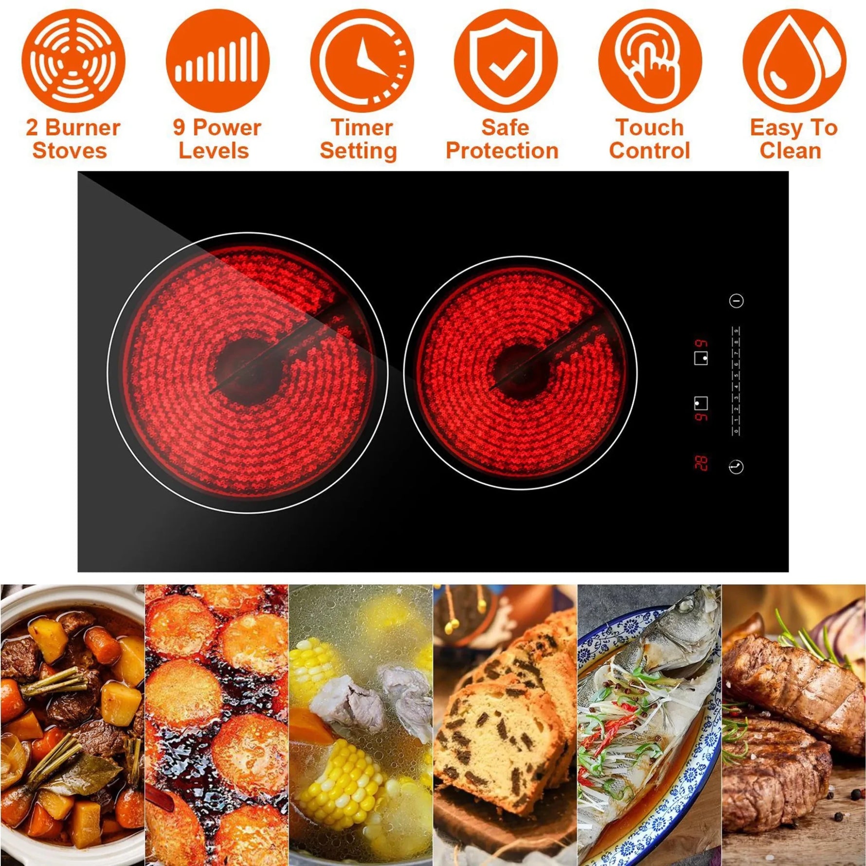 Dual Induction Burners Electric Cooktop 110V Total 1900W Electric-AMAZON FACTORY