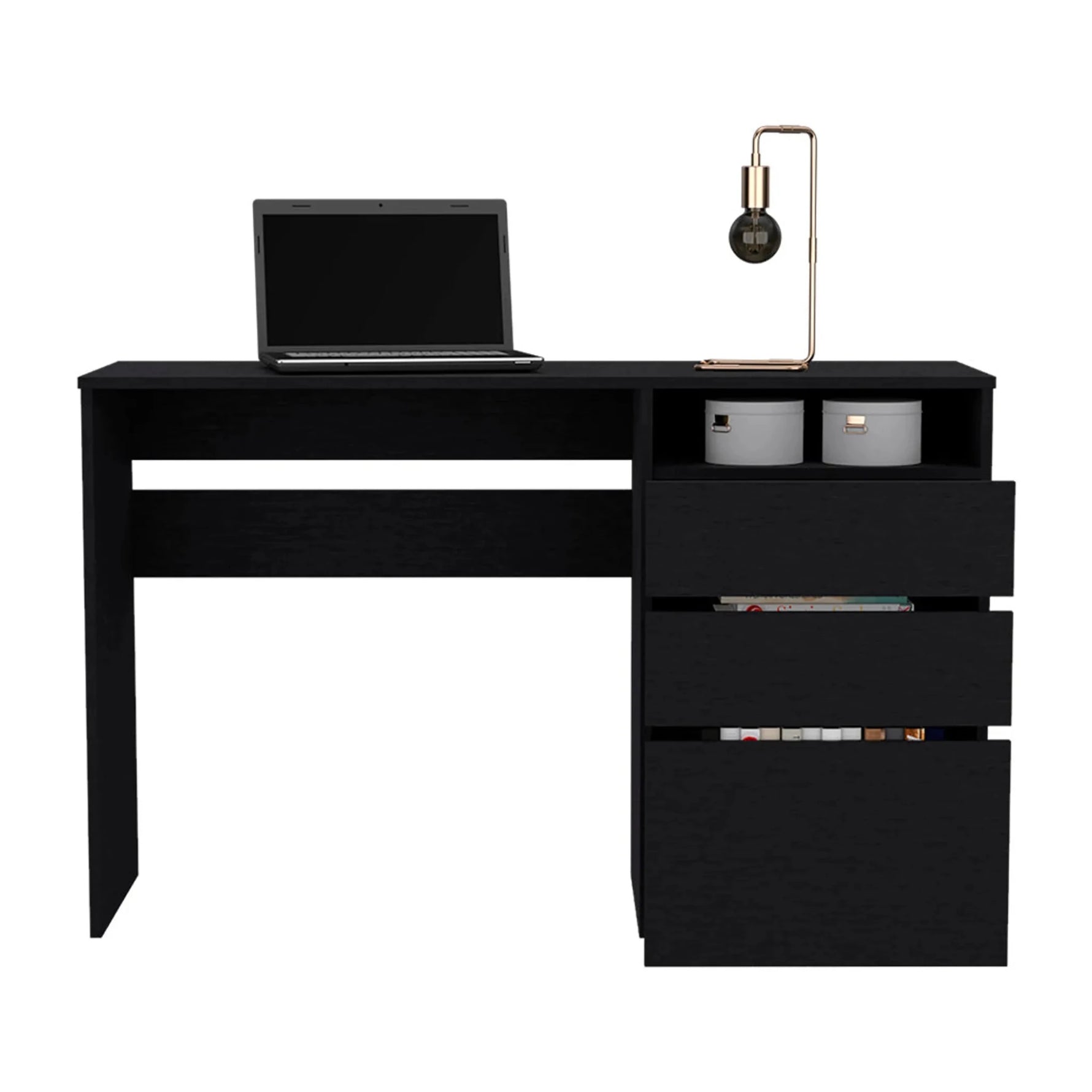 Dublin Three Drawer Computer Desk, One Shelf-AMAZON FACTORY