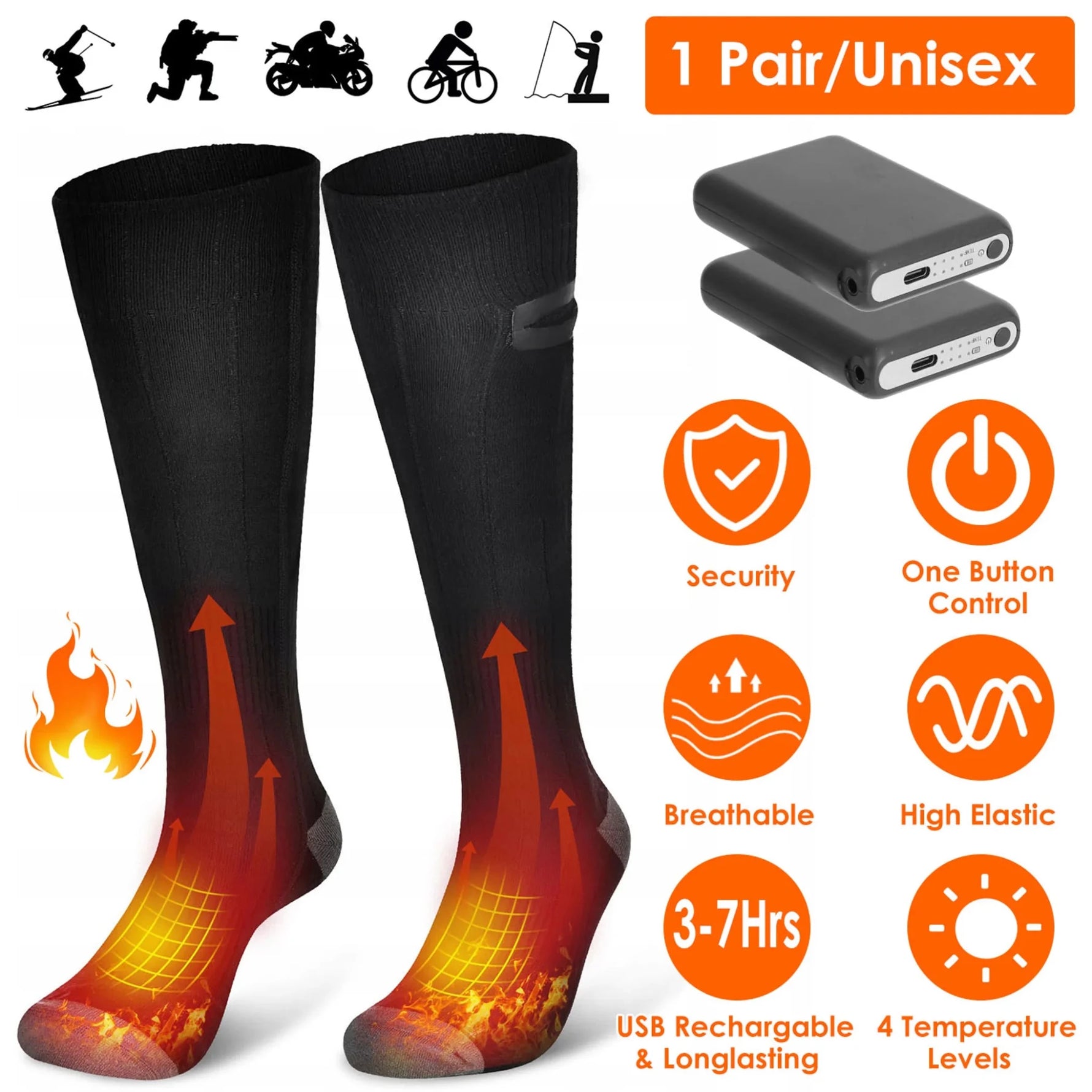 Electric Heated Socks for Men Women Battery Powered Heated Socks-AMAZON FACTORY