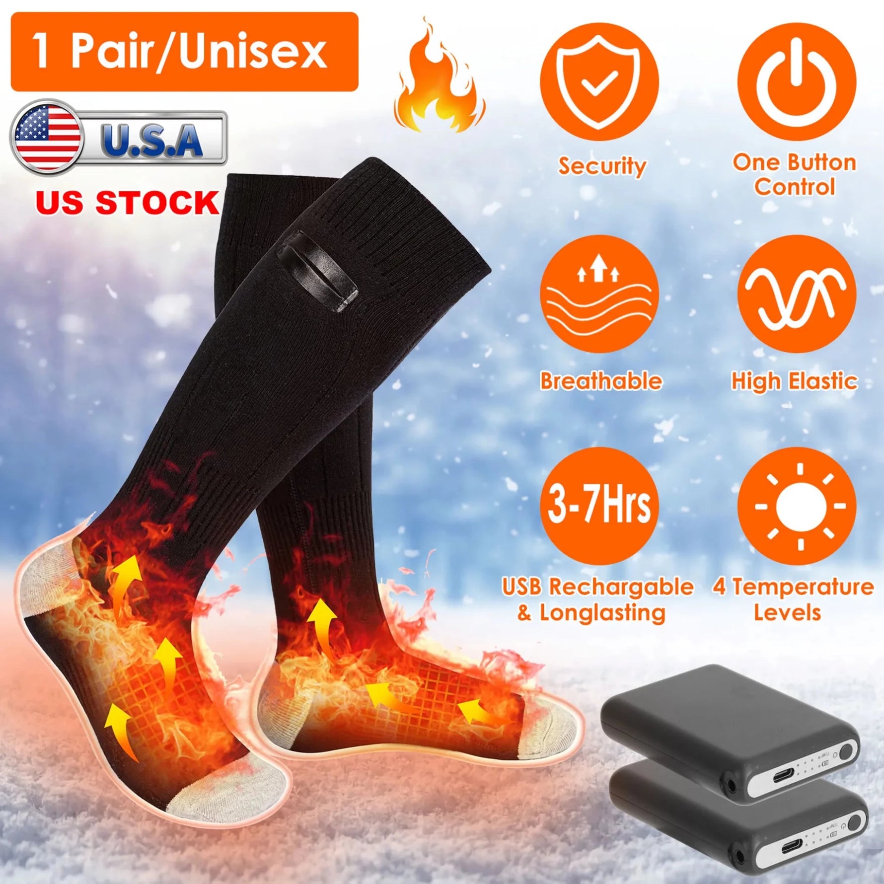 Electric Heated Socks for Men Women Battery Powered Heated Socks-AMAZON FACTORY