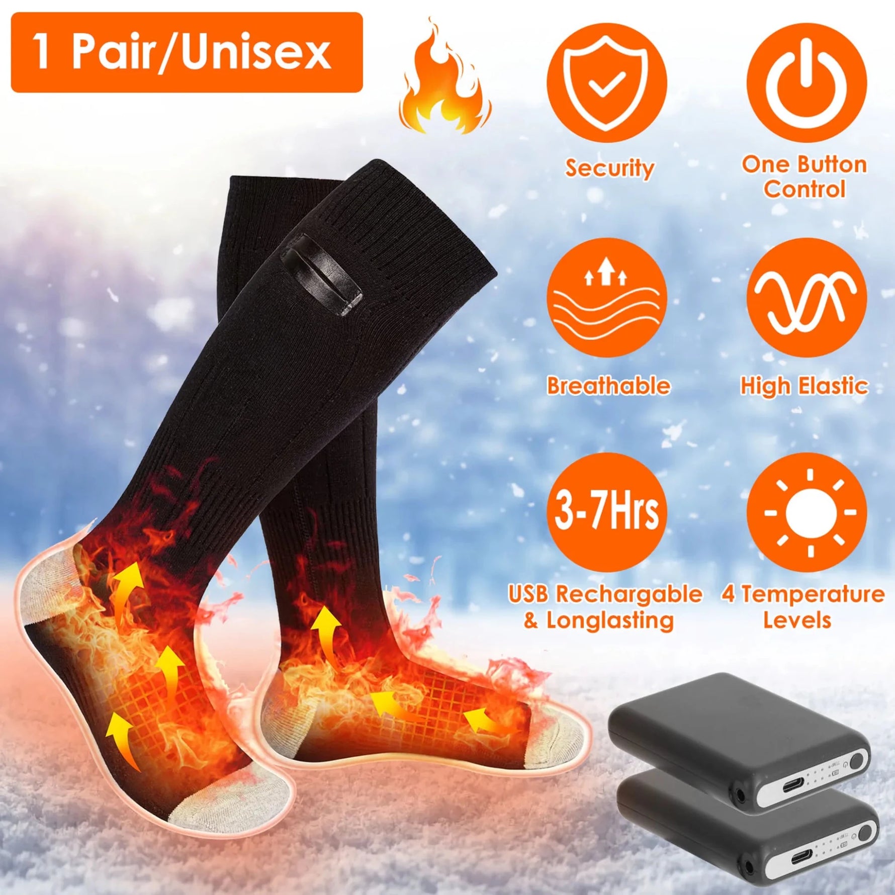 Electric Heated Socks for Men Women Battery Powered Heated Socks-AMAZON FACTORY