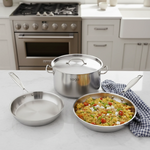 Essential Cooking Stainless Steel Fry Pans + L Stock Pot, Silver-AMAZON FACTORY