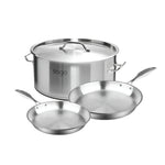 Essential Cooking Stainless Steel Fry Pans + L Stock Pot, Silver-AMAZON FACTORY