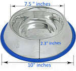 Etched Stainless Steel Dog Bowls with Blue Silicone Base - AMAZON FACTORY