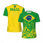 Fashion Brazil Flag Graphic Football T Shirts For Men Summer Trend 3D National Emblem Printed T-shirts Casual Oversized Tees-AMAZON FACTORY