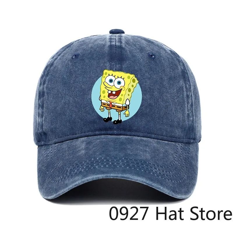 Fashion Cute SpongeBobs Baseball Cap Movie Cartoon Role Adult Men Women Sport Casual Sunshade Adjustable Anime Peaked Mesh Hat-AMAZON FACTORY