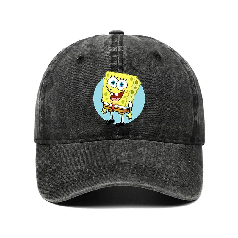 Fashion Cute SpongeBobs Baseball Cap Movie Cartoon Role Adult Men Women Sport Casual Sunshade Adjustable Anime Peaked Mesh Hat-AMAZON FACTORY
