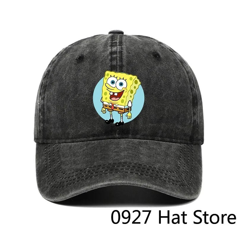 Fashion Cute SpongeBobs Baseball Cap Movie Cartoon Role Adult Men Women Sport Casual Sunshade Adjustable Anime Peaked Mesh Hat-AMAZON FACTORY
