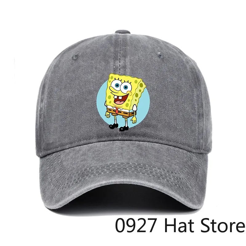 Fashion Cute SpongeBobs Baseball Cap Movie Cartoon Role Adult Men Women Sport Casual Sunshade Adjustable Anime Peaked Mesh Hat-AMAZON FACTORY