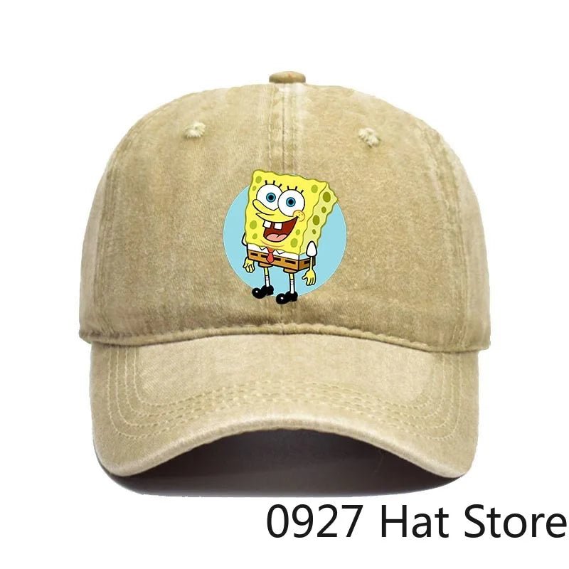 Fashion Cute SpongeBobs Baseball Cap Movie Cartoon Role Adult Men Women Sport Casual Sunshade Adjustable Anime Peaked Mesh Hat-AMAZON FACTORY