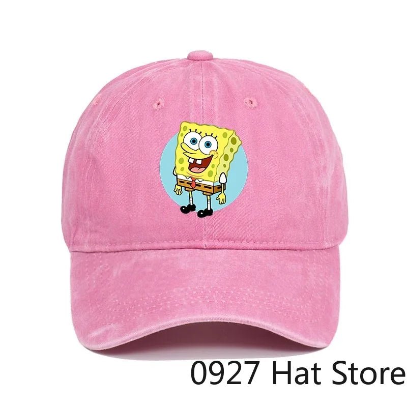 Fashion Cute SpongeBobs Baseball Cap Movie Cartoon Role Adult Men Women Sport Casual Sunshade Adjustable Anime Peaked Mesh Hat-AMAZON FACTORY