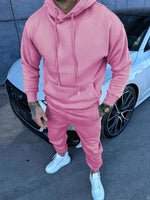 Fashion Pure Color Tracksuits Mens 2024 Fall Casual Long Sleeve Hoodies And Pants Two Piece Sets Men Stylish Slim Fit Sweatsuits-AMAZON FACTORY