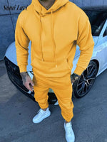 Fashion Pure Color Tracksuits Mens 2024 Fall Casual Long Sleeve Hoodies And Pants Two Piece Sets Men Stylish Slim Fit Sweatsuits-AMAZON FACTORY