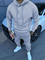Fashion Pure Color Tracksuits Mens 2024 Fall Casual Long Sleeve Hoodies And Pants Two Piece Sets Men Stylish Slim Fit Sweatsuits-AMAZON FACTORY