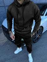 Fashion Pure Color Tracksuits Mens 2024 Fall Casual Long Sleeve Hoodies And Pants Two Piece Sets Men Stylish Slim Fit Sweatsuits-AMAZON FACTORY
