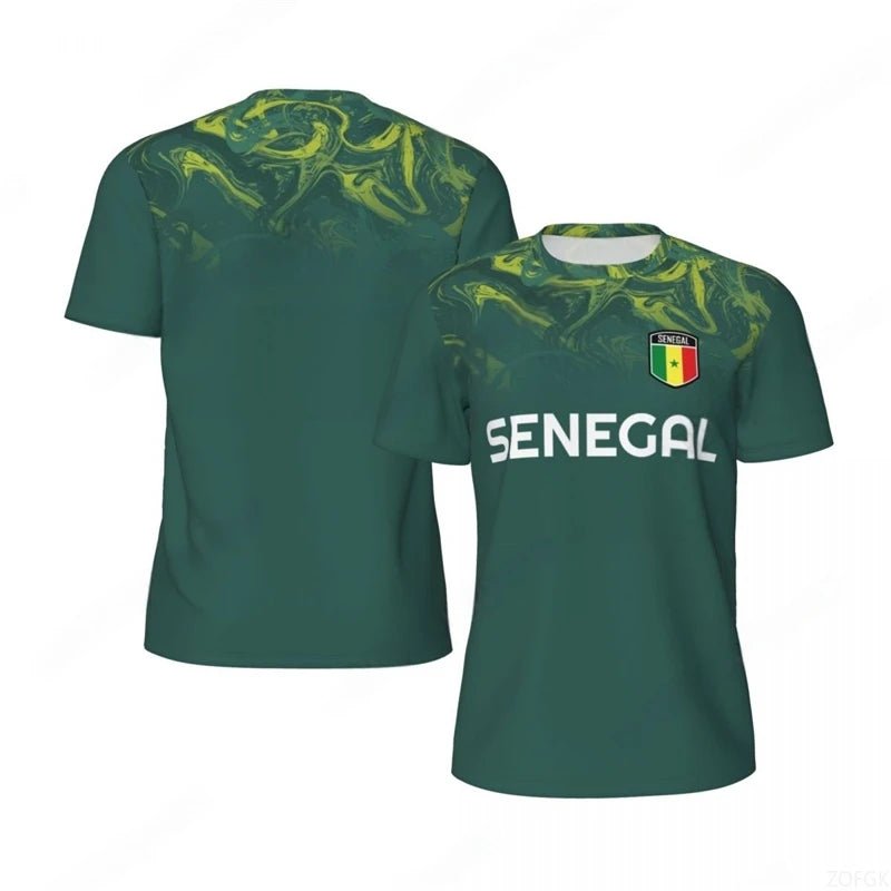 Fashion Senegal Flag Graphic Football T Shirts for Men Trend 3D National Emblem Printed Sports T-shirts Loose Breathable Tees-AMAZON FACTORY