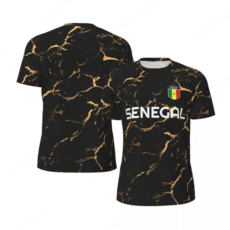Fashion Senegal Flag Graphic Football T Shirts for Men Trend 3D National Emblem Printed Sports T-shirts Loose Breathable Tees-AMAZON FACTORY