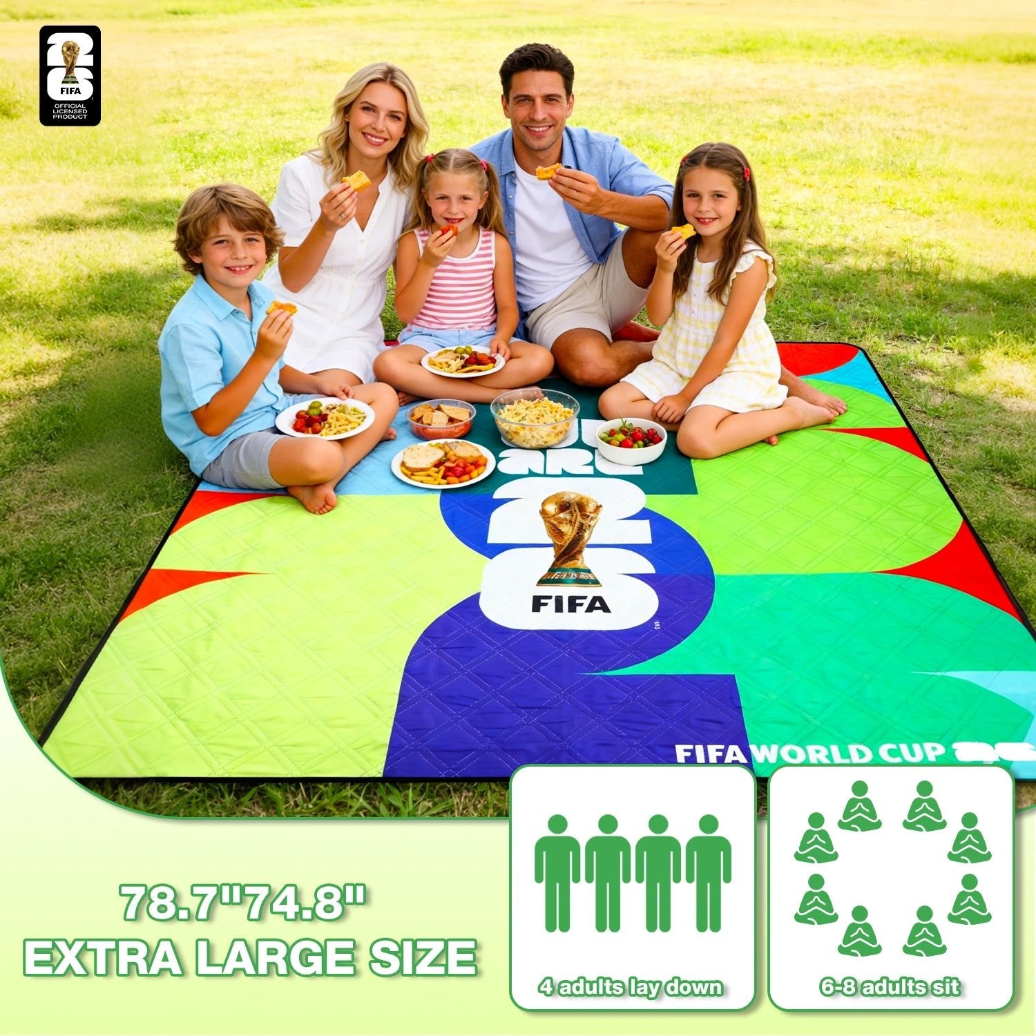 FIFA WORLD CUP 2026 Official Picnic Mat, Extra Large Foldable Outdoor Blankets FIFA Picnic Mat for Beach,Soccer Fan Camping Gift-AMAZON FACTORY