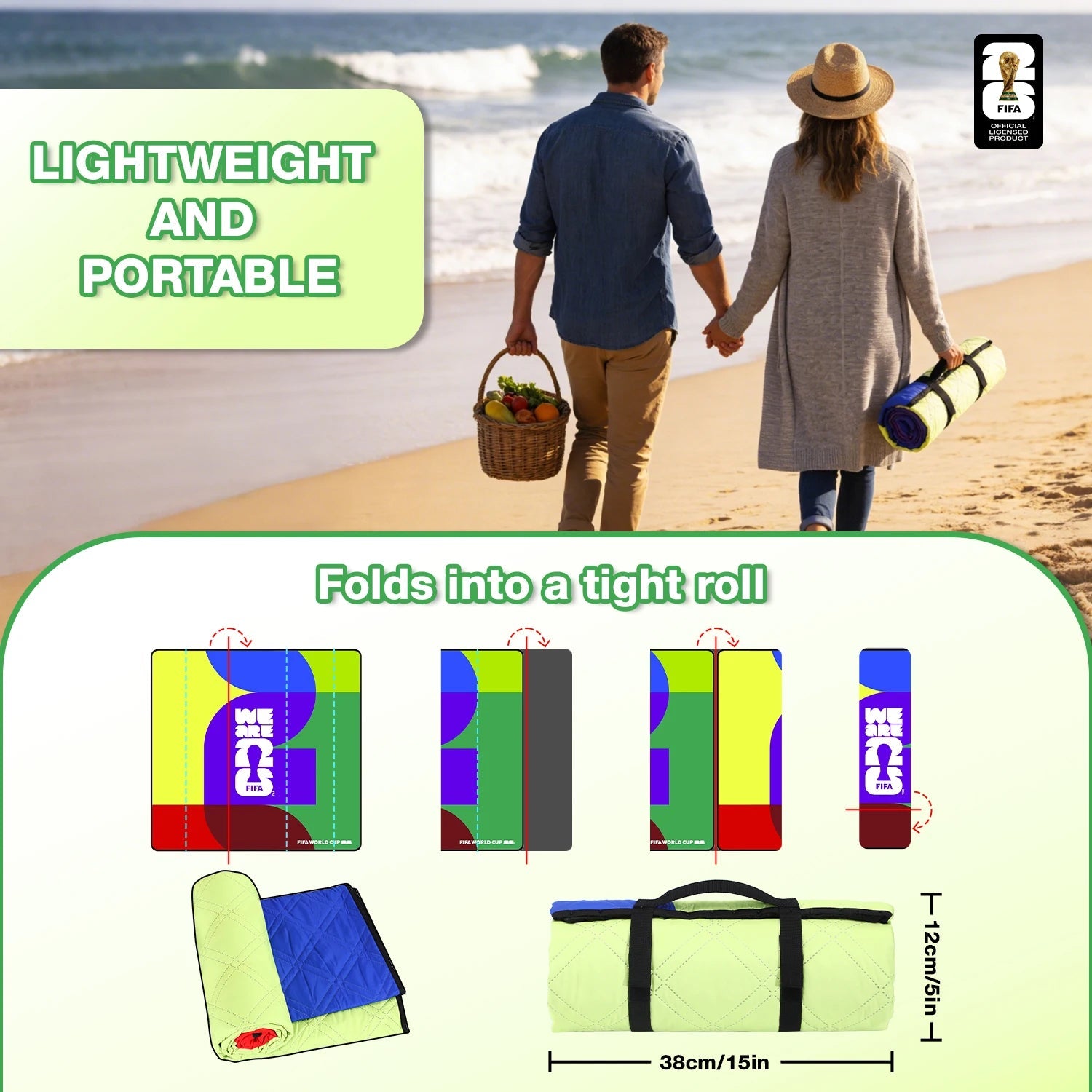 FIFA WORLD CUP 2026 Official Picnic Mat, Extra Large Foldable Outdoor Blankets FIFA Picnic Mat for Beach,Soccer Fan Camping Gift-AMAZON FACTORY