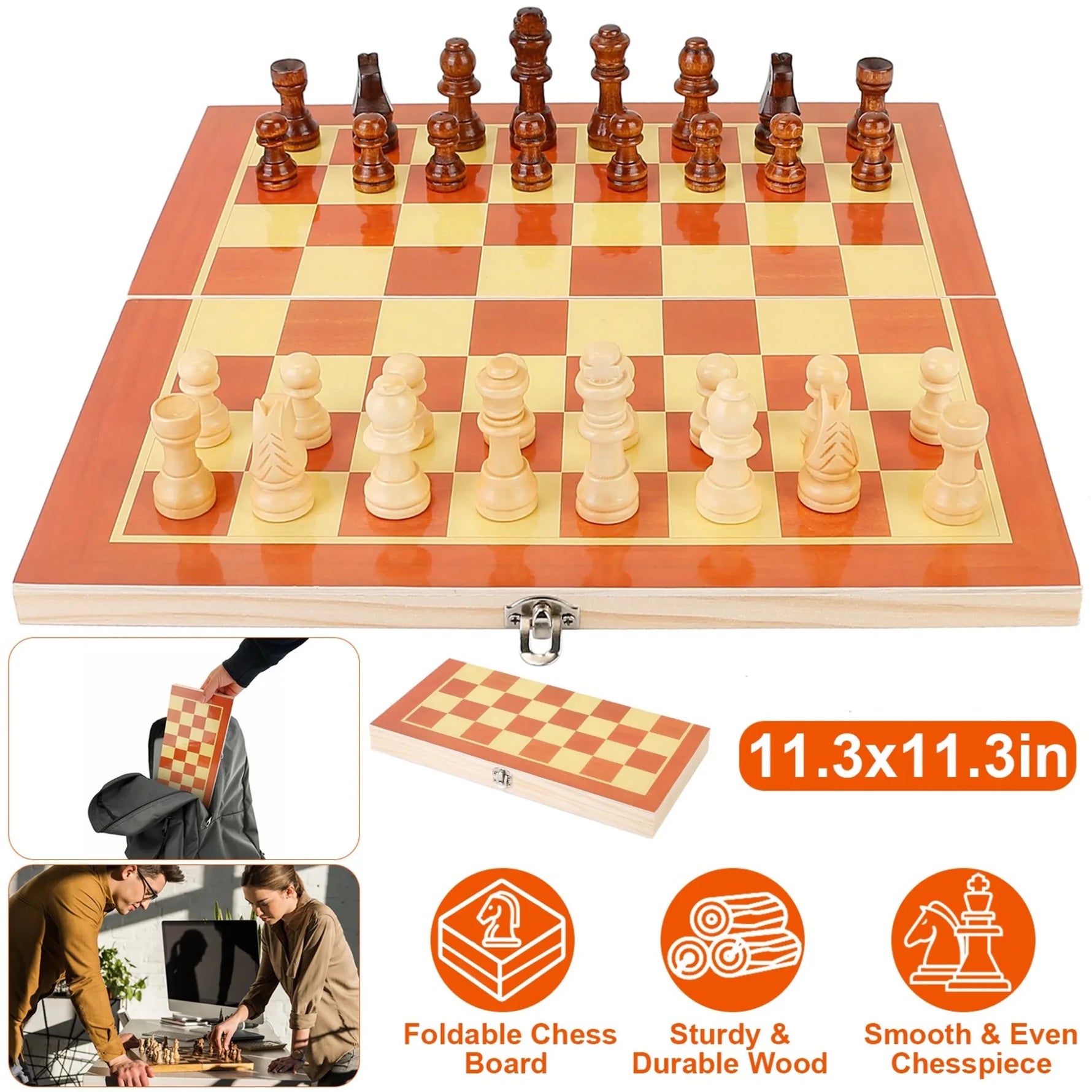 Folding Board Game Set Portable Travel Wooden Chess Set-AMAZON FACTORY