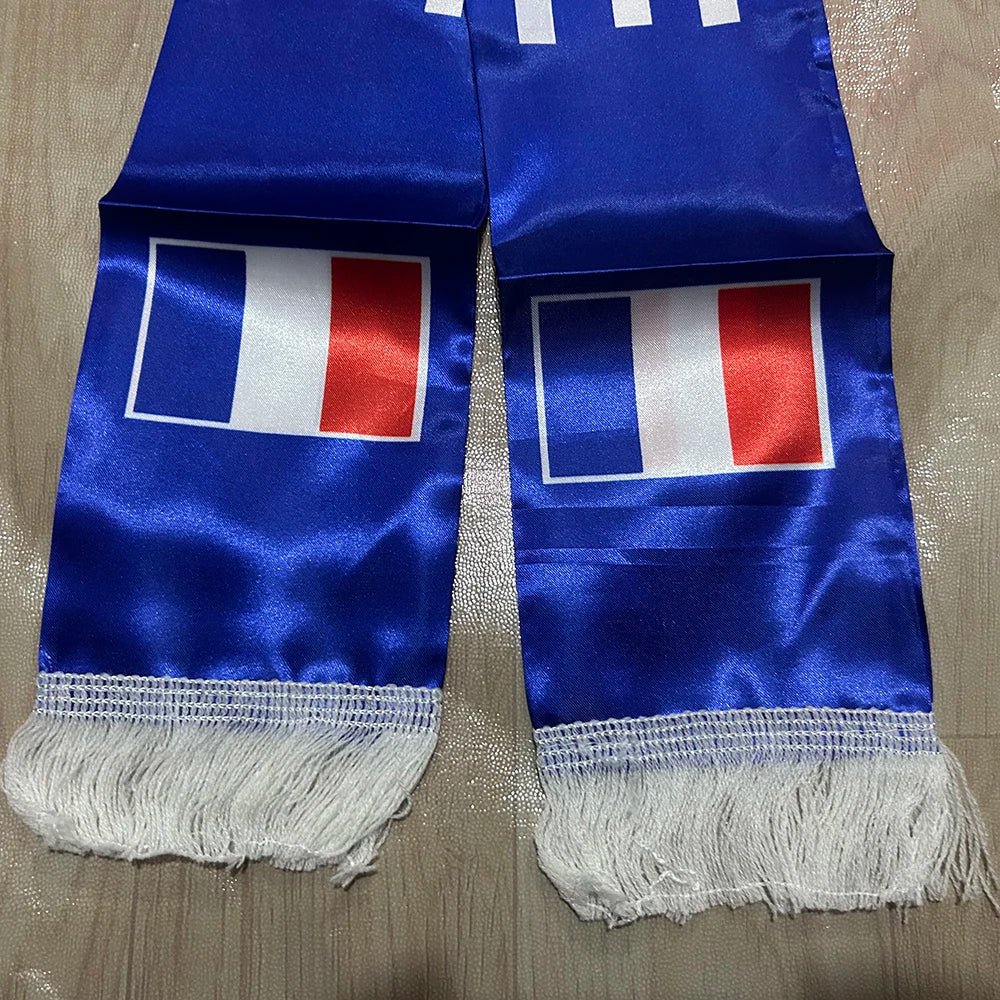 France Scarf 14x135cm Double-sided Printed France Flag Satin French Scarf Suitable for 2026 world cup Sports Events-AMAZON FACTORY