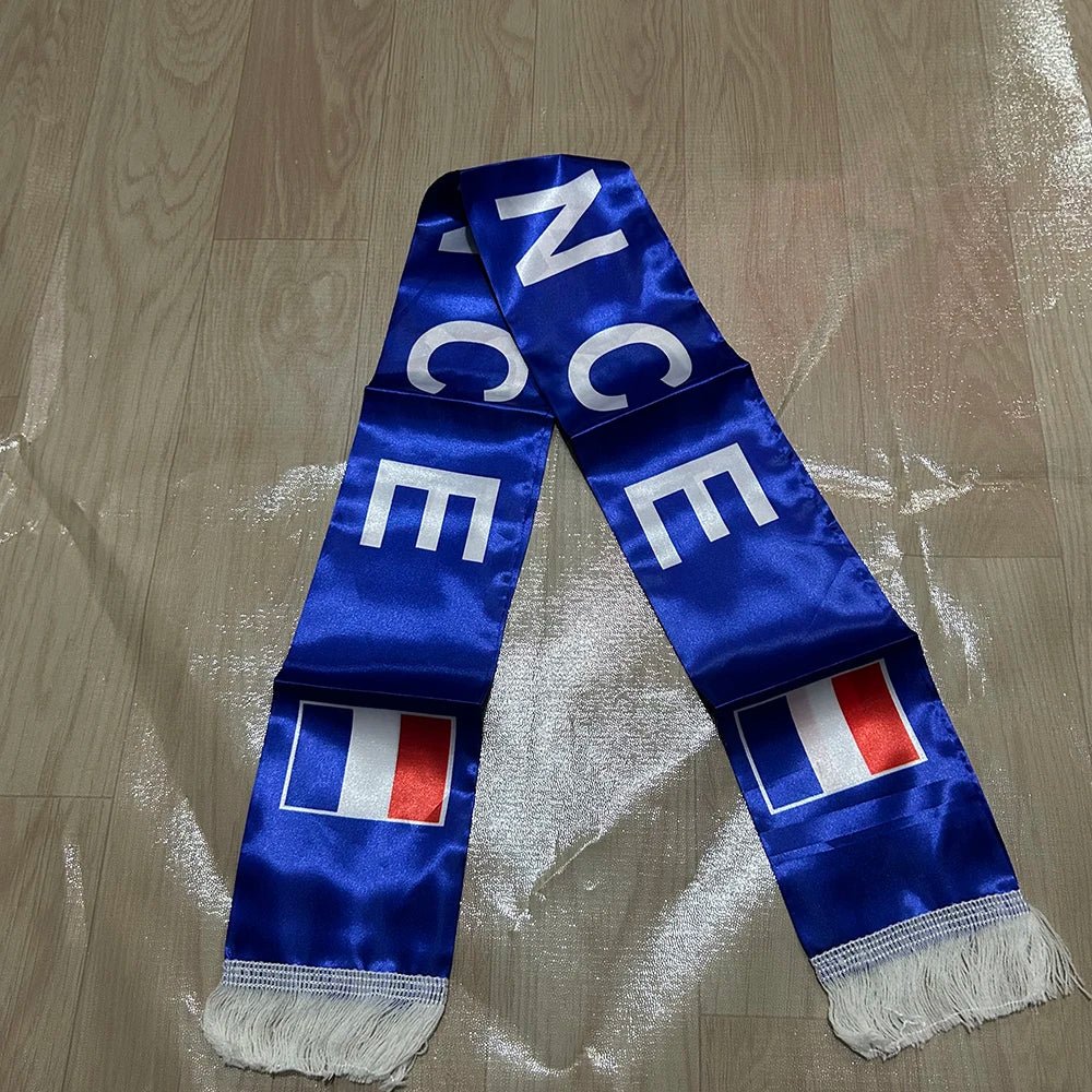 France Scarf 14x135cm Double-sided Printed France Flag Satin French Scarf Suitable for 2026 world cup Sports Events-AMAZON FACTORY