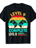Fun Gamer 9th Anniversary Wedding Anniversary Retro Level 9 Complete T-shirt | Black Regular Fit Round Neck-AMAZON FACTORY