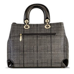 Galina Tweed Leather Sparkling Black and Silver Print (Large) Handbag - AMAZON FACTORY