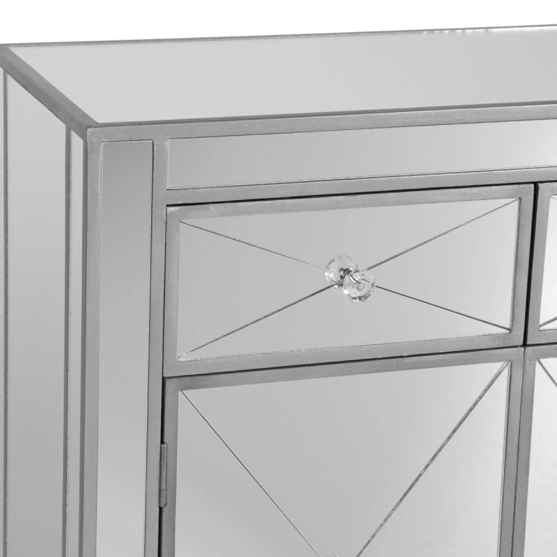 Glamorous Mirrored Bling Two Door Storage Accent Cabinet - AMAZON FACTORY