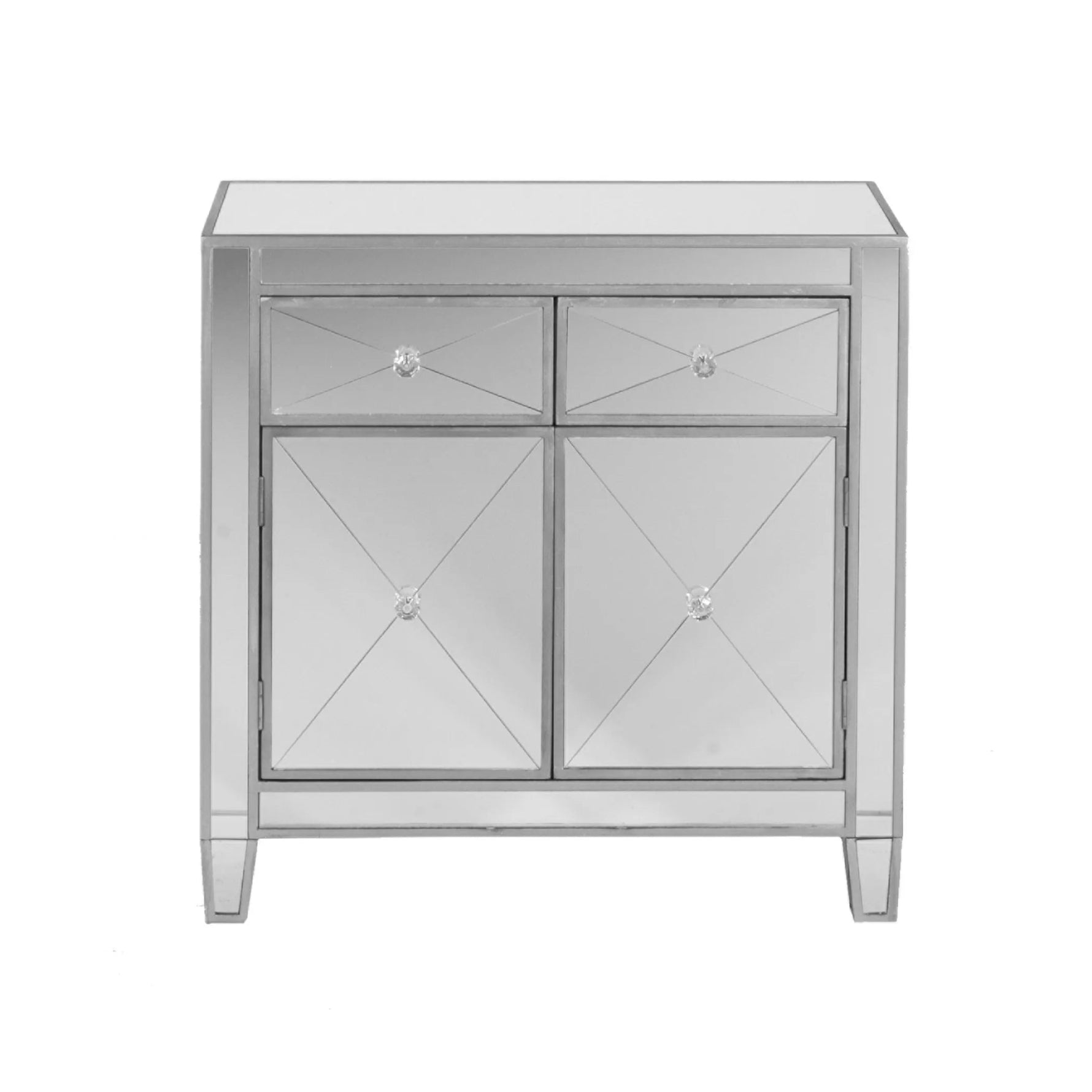 Glamorous Mirrored Bling Two Door Storage Accent Cabinet - AMAZON FACTORY