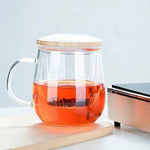 Glass Teacup With Infuser & Bamboo Lid (15oz.)-AMAZON FACTORY