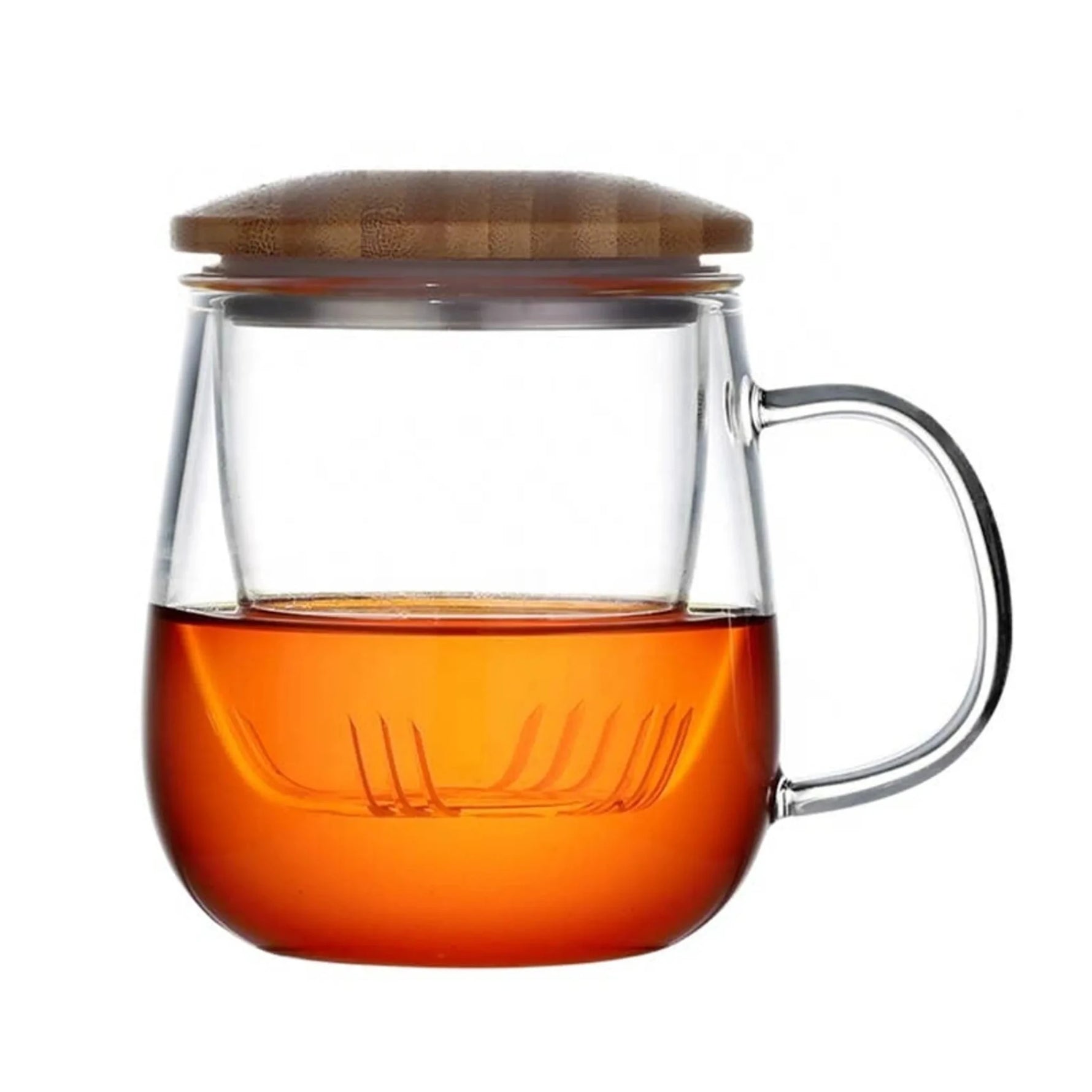 Glass Teacup With Infuser & Bamboo Lid (15oz.)-AMAZON FACTORY
