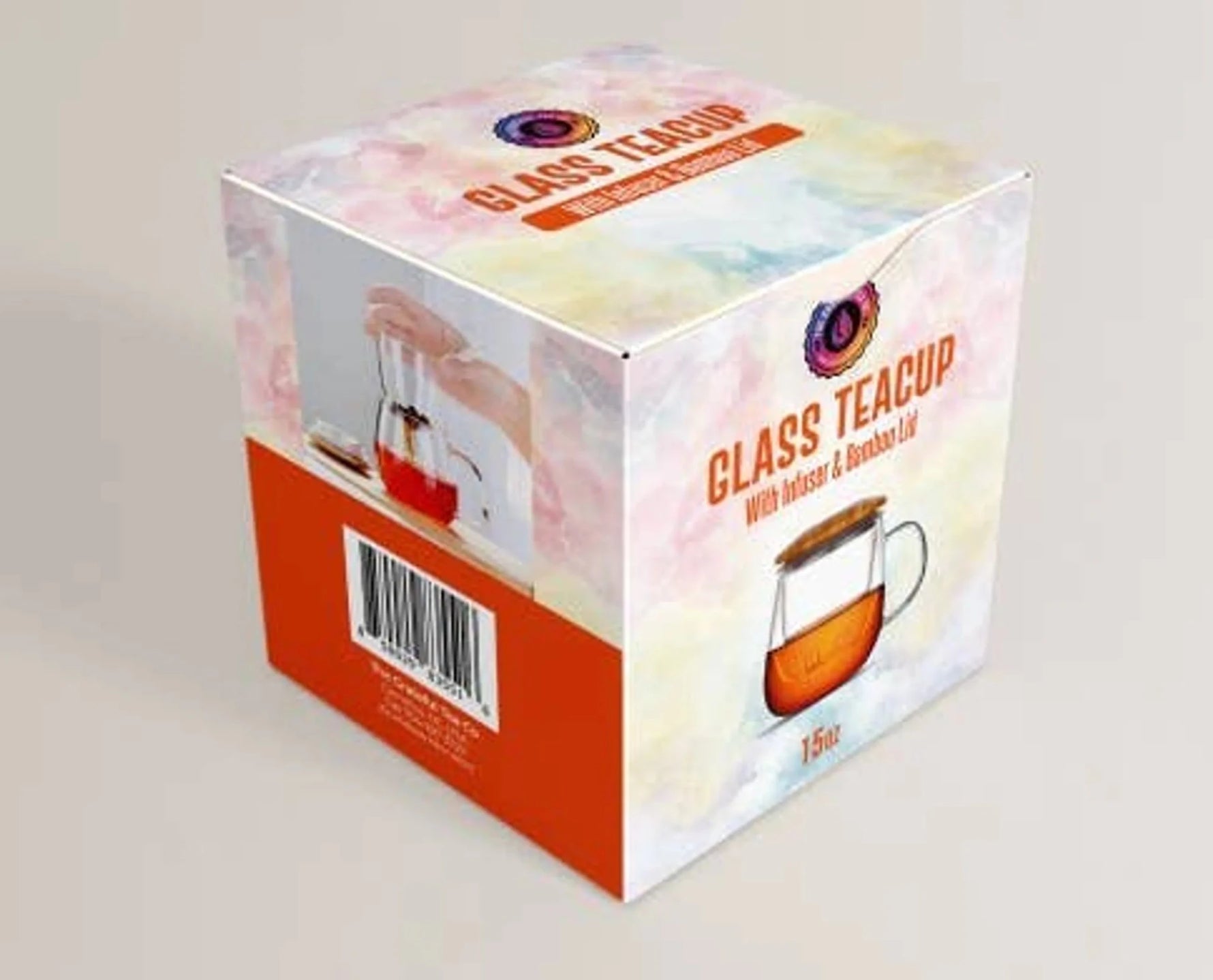 Glass Teacup With Infuser & Bamboo Lid (15oz.)-AMAZON FACTORY