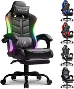 GTPLAYER RGB Gaming Chair with Footrest, Computer Gaming Chair with LED Lights for Adults, Height Adjustable PC Gamer Chair-AMAZON FACTORY
