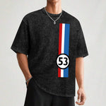 herbie 53 old car T-Shirt Fashion Print Casual Short Sleeve-AMAZON FACTORY