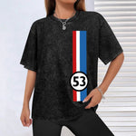 herbie 53 old car T-Shirt Fashion Print Casual Short Sleeve-AMAZON FACTORY