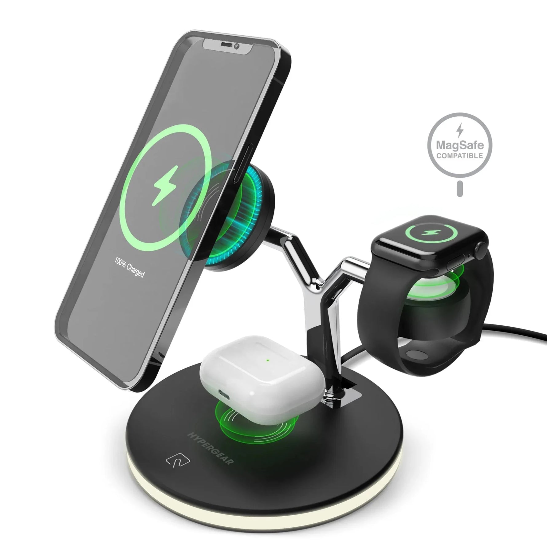HyperGear MaxCharge 3-in-1 MagSafe Wireless Charging Stand for iPhone + Apple Watch + AirPods (15515-HYP)-AMAZON FACTORY