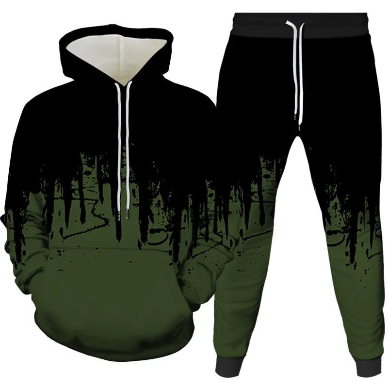 Ink Painting 3D Printed Hoodie Pant Sets Men's Fashion Casual Sweatshirts Sweatpants Two Piece Suits Man Tracksuit Clothing-AMAZON FACTORY