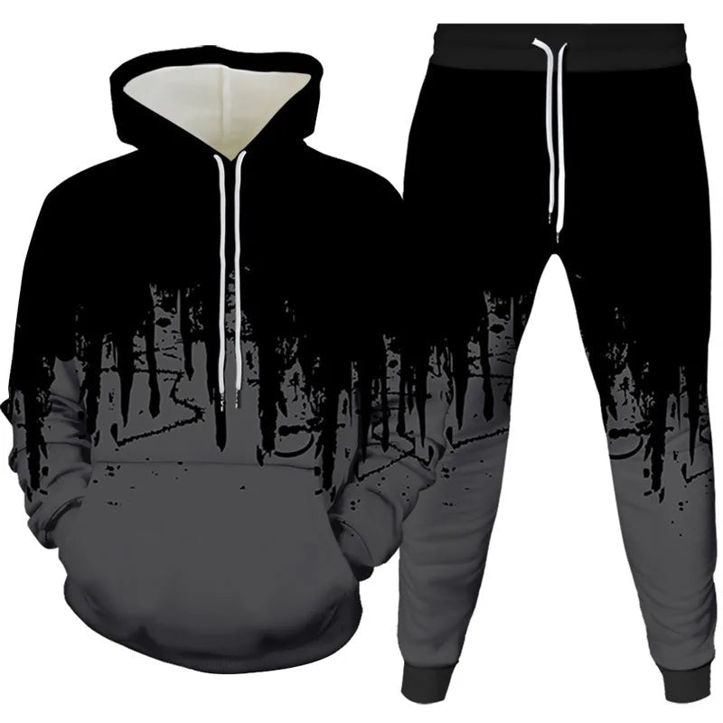 Ink Painting 3D Printed Hoodie Pant Sets Men's Fashion Casual Sweatshirts Sweatpants Two Piece Suits Man Tracksuit Clothing-AMAZON FACTORY